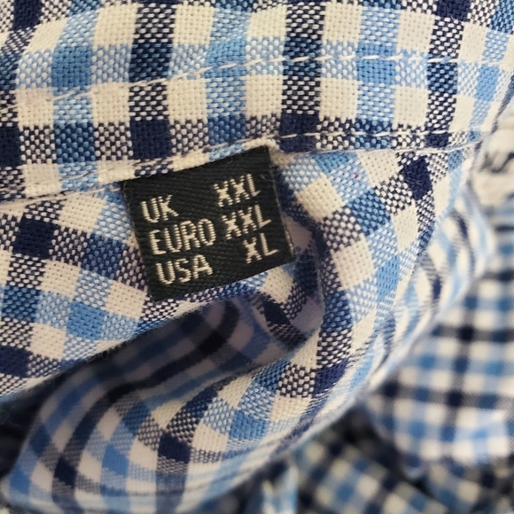 Barbour Shirt Blue Blk Wht Plaid Gingham Tailored Fit L/S Button Down Men’s 2XL - Picture 7 of 12